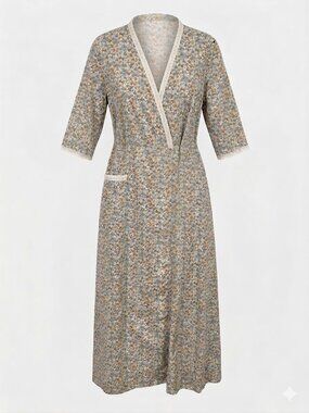 Vintage 1970s Handmade Floral Cross Wrap Dress